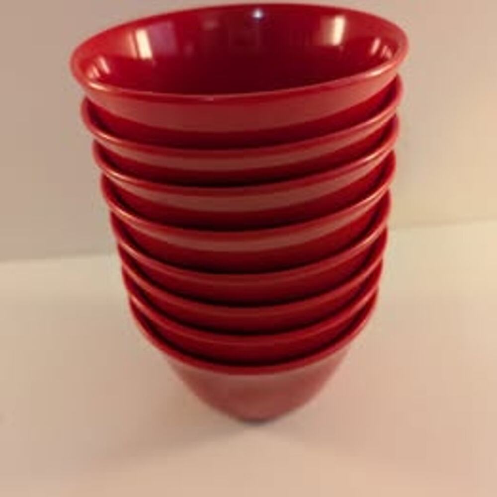 New Dallas Ware Red Melamine 8 oz Cups Bowls - Set of 8